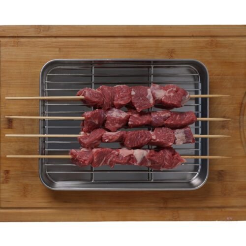 Beef cubes skewers